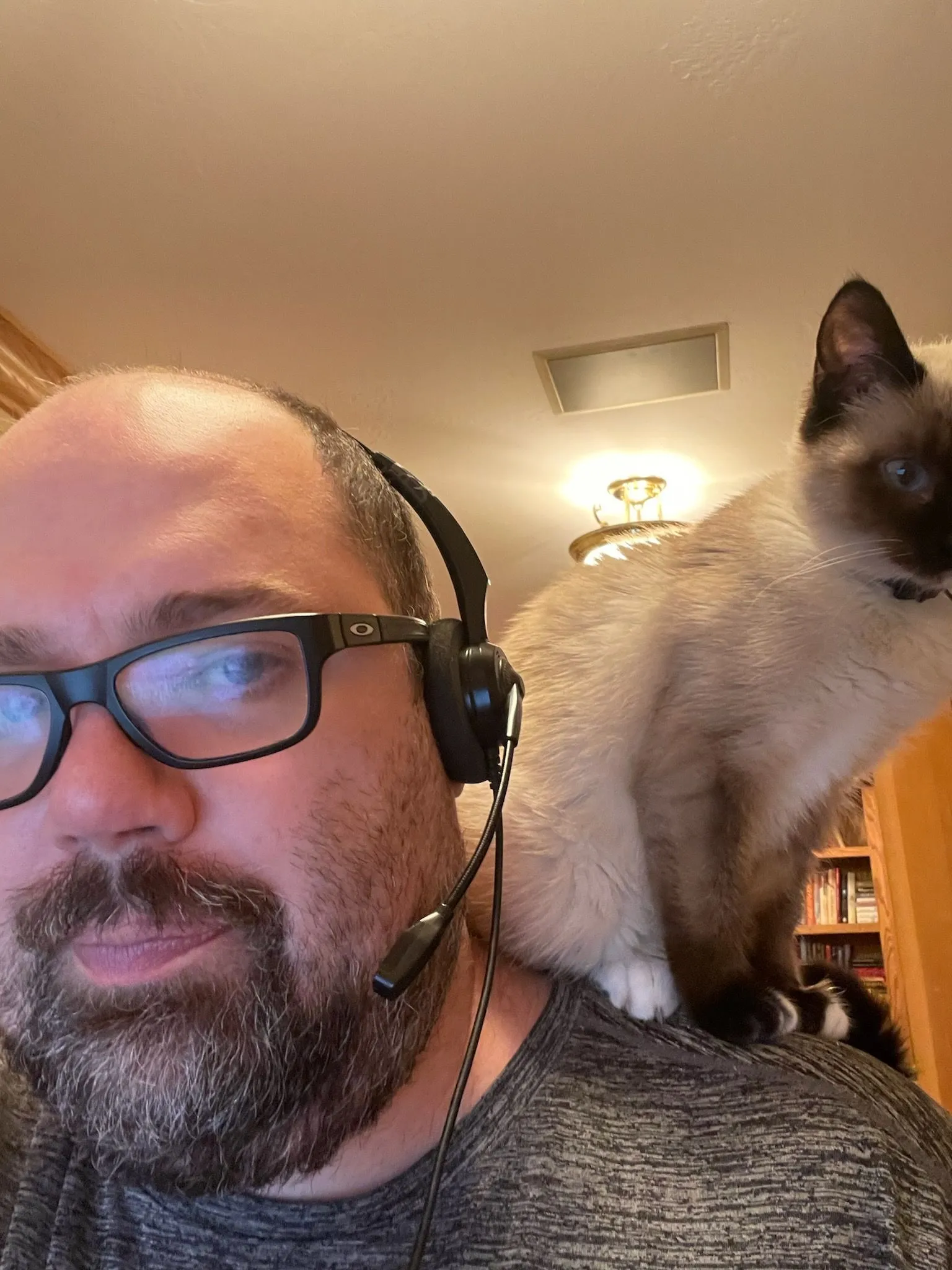 Devin with his cat supervisor